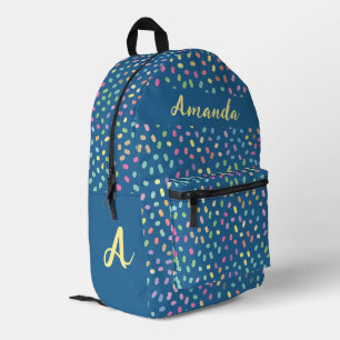 Sac À Dos Imprimé Bleu Français Confettis Colorés Personnalisés