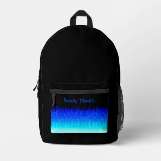 Sac À Dos Imprimé Bleu Hot Rod Flammes
