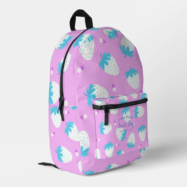 Sac À Dos Imprimé Bleu rose fraise (Coin arrière gauche)