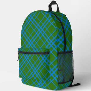 Sac À Dos Imprimé Bleu Sur Vert Tartan Plaid Design Motif