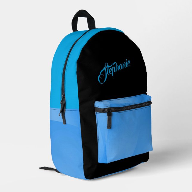 Sac À Dos Imprimé Bleu Turquoise Solide avec nom (Coin arrière gauche)