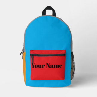 Sac À Dos Imprimé Bloc de couleur rétro nom personnalisé