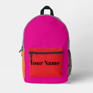 Sac À Dos Imprimé Bloc de couleurs rétro avec nom personnalisé