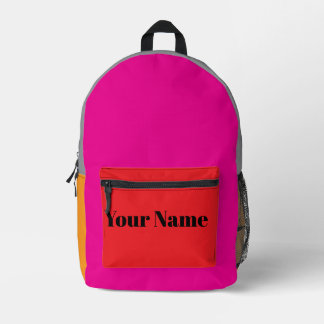 Sac À Dos Imprimé Bloc de couleurs rétro avec nom personnalisé