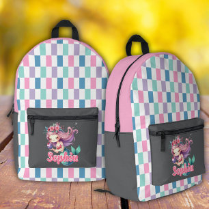 Sac À Dos Imprimé Blocs de sirène motif nom rose 