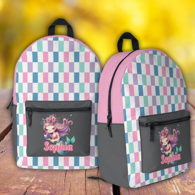 Sac À Dos Imprimé Blocs de sirène motif nom rose  (Créateur téléchargé)
