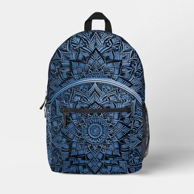 Sac À Dos Imprimé Blue Artistic Mandala Backpack (Recto)