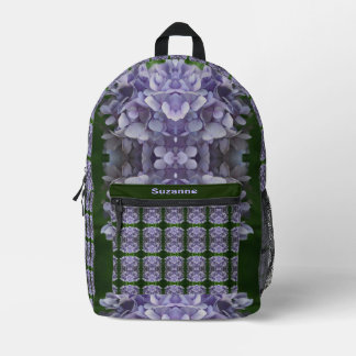 Sac À Dos Imprimé Blue Hydrangea Petals Abstrait Personnalisé
