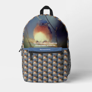 Sac À Dos Imprimé Bluebird Of Happiness Inspiré Personnalisé