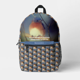 Sac À Dos Imprimé Bluebird Of Happiness Inspiré Personnalisé