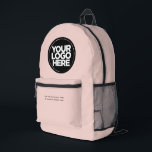 Sac À Dos Imprimé Blush Pink | Personalized Corporate Logo and Text<br><div class="desc">Classic blush pink feminine cute trendy chic | Personalized Corporate Logo and Text Modern Business Printed Backpack</div>