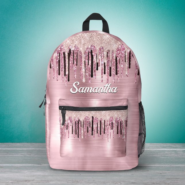 Sac À Dos Imprimé Blush rose chic monogramme qui dégouline (Créateur téléchargé)