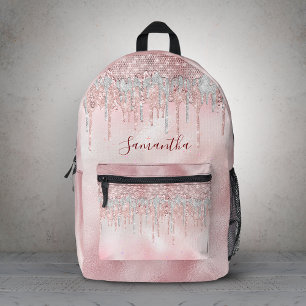Sac À Dos Imprimé Blush rose chic paillettes dorées monogramme goutt
