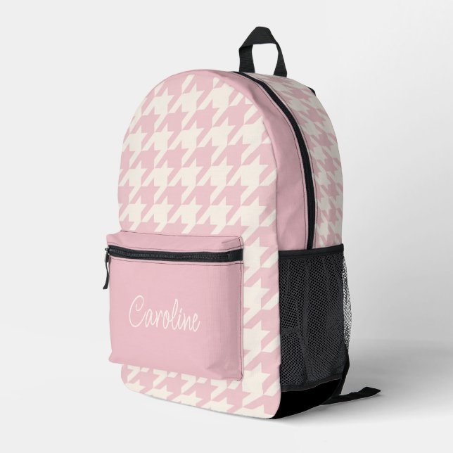 Sac À Dos Imprimé Blush Rose Poudré Personnalisé à Carreaux Houndsto (Coin arrière droit)
