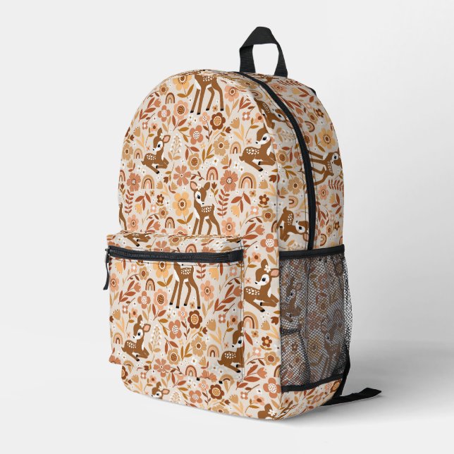 Sac À Dos Imprimé Boeuf mignon cerf modèle floral (Coin arrière droit)