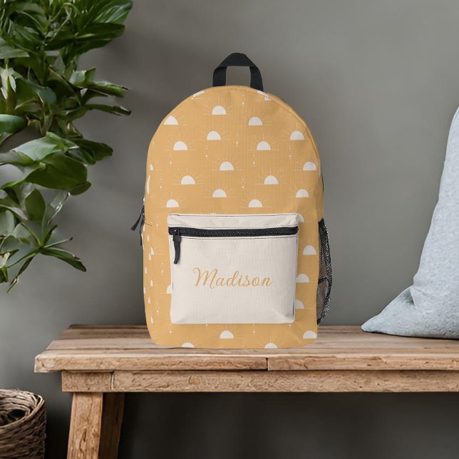Sac À Dos Imprimé Bohème Neutre Sun Nom personnalisé (Créateur téléchargé)