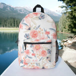 Sac À Dos Imprimé Bohème rose nom de fleur bleu motif floral<br><div class="desc">Bohème rose fleurs bleu nom motif floral sac à dos avec joli rose,  rouge et bleu poussiéreux fleurs et avec verdure et une typographie de script de brosse moderne.</div>