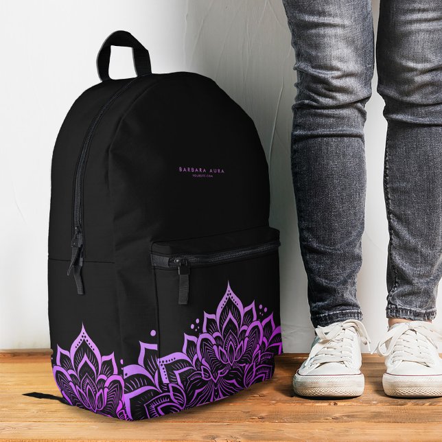 Sac À Dos Imprimé Boho Moderne Mandala Spirituel Purple Yoga (Modern Boho Mandala Spiritual Purple Yoga Printed Backpack
)