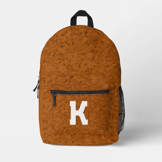 Sac À Dos Imprimé Boho Rustique Bois texturé brun personnalisé (Recto)