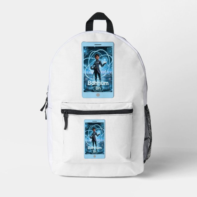 Sac À Dos Imprimé Bohrium (Bh) – Collection ATOMIVRA™ (Recto)