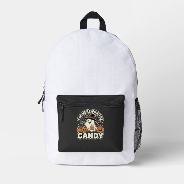Sac À Dos Imprimé Bonbons Halloween Fantôme Citrouille Design (Recto)