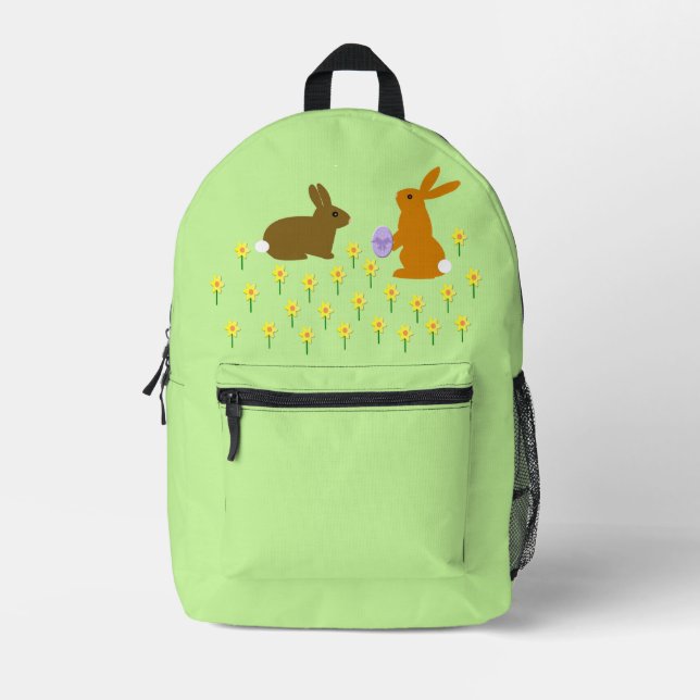 Sac À Dos Imprimé Bonnets de Pâques et jonquilles (Recto)