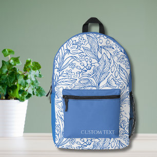 Sac À Dos Imprimé Botanique bleu personnalisé