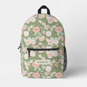 Sac À Dos Imprimé Botanique vert sauge personnalisé