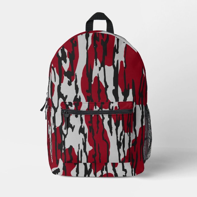 Sac À Dos Imprimé Bottomland Camo rouge et blanc motif garçons fille (Recto)