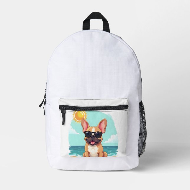 Sac À Dos Imprimé Bouledogue français en vacances (Recto)