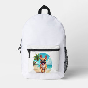 Sac À Dos Imprimé Bouledogue français sur une plage
