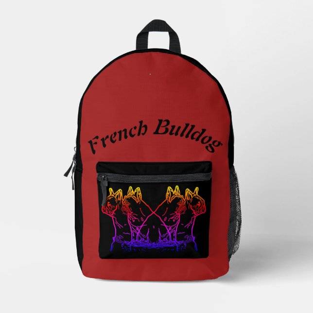 Sac À Dos Imprimé Bouledogues français deux amis (Recto)