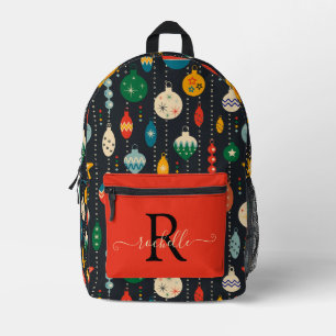 Sac À Dos Imprimé Boules de Noël rouges noires personnalisées pour a