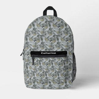 Sac À Dos Imprimé Bouquet de fleurs d'Hibiscus blanc Personnalisé