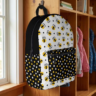 Sac À Dos Imprimé Bourdon Fantaisiste & Cœurs avec Nom Mignons Enfan