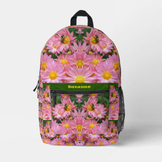 Sac À Dos Imprimé Bourdon Sur Marguerites Roses Personnalisé