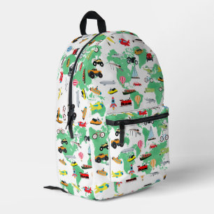 Sac À Dos Imprimé Boys Girls World Map Véhicules