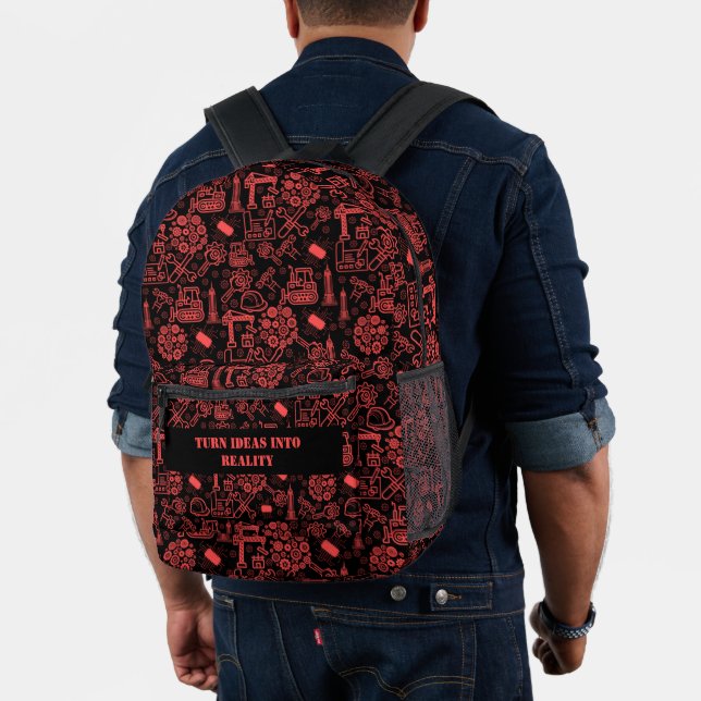 Sac À Dos Imprimé brique rouge moderne Architectural Blueprint Engin (Insitu (Modèle))