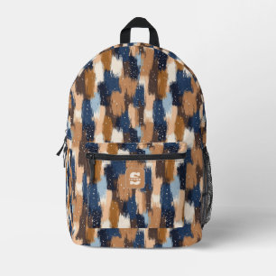 Sac À Dos Imprimé Brosses Abstraites en bleu, blanc et Brown (2)
