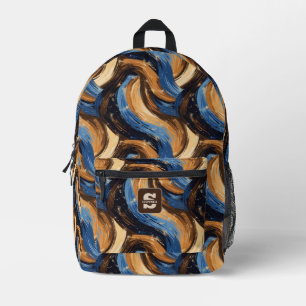 Sac À Dos Imprimé Brosses Abstraites en bleu et Brown