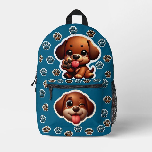 Sac À Dos Imprimé Brown Puppy Sticker Backpack (Recto)