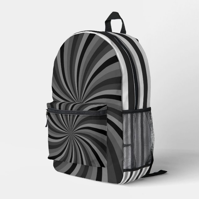 SAC À DOS IMPRIMÉ BRÛLE DE SOLEIL NOIR & GRIS ET STRIPES (Coin arrière droit)