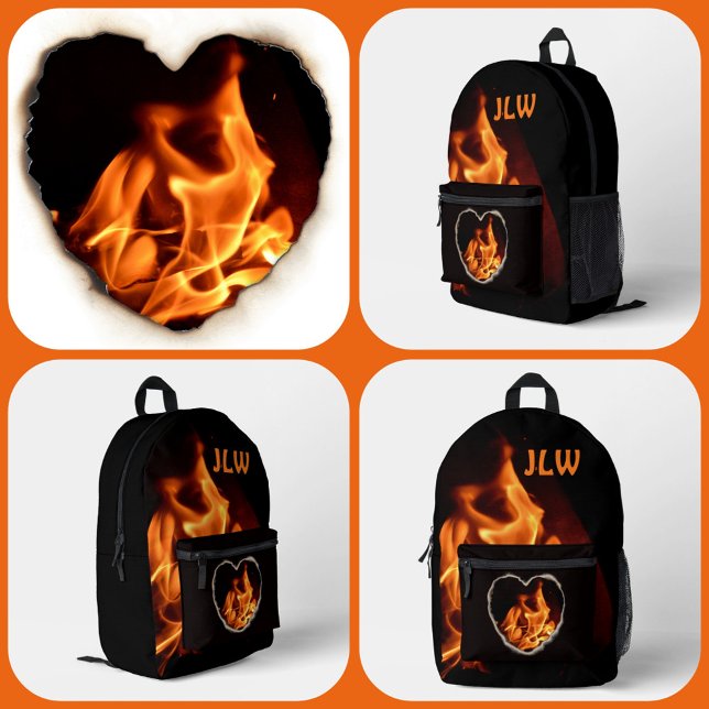 Sac À Dos Imprimé Brûler le coeur des flammes brûlantes Photographie (Créateur téléchargé)