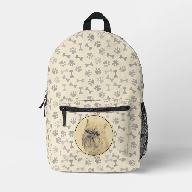Sac À Dos Imprimé Bruxelles Griffon Rough Paining - Art Chien origin (Recto)