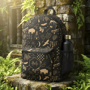 Sac À Dos Imprimé Buffalo Adventures Tan Black ID599