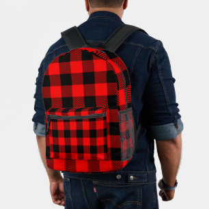 Sac À Dos Imprimé Buffalo Check Red et Black Lumberjack Plaid sur