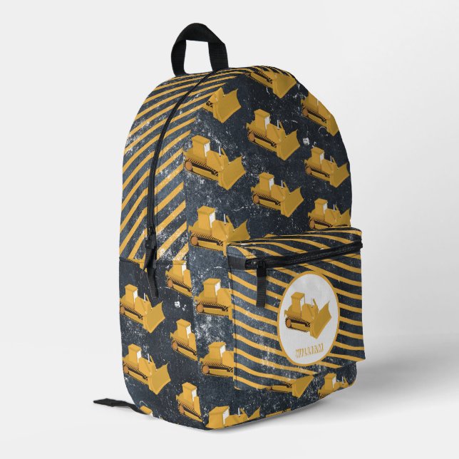 Sac À Dos Imprimé Bulldozer Construction Camion Garçons Nom personna (Coin arrière gauche)