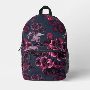 Sac À Dos Imprimé Burgundy Floral Patte Marine Bleu