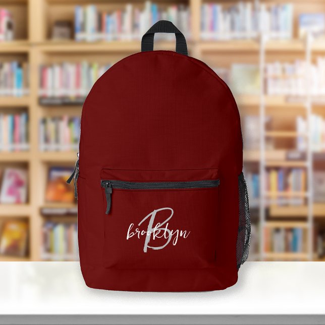 Sac À Dos Imprimé Burgundy Gris Blanc Monogramme  (Créateur téléchargé)