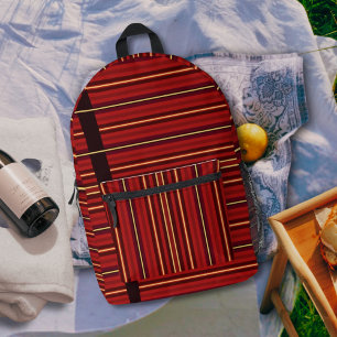 Sac À Dos Imprimé Burgundy Red Gold Stripe Wavne Patter